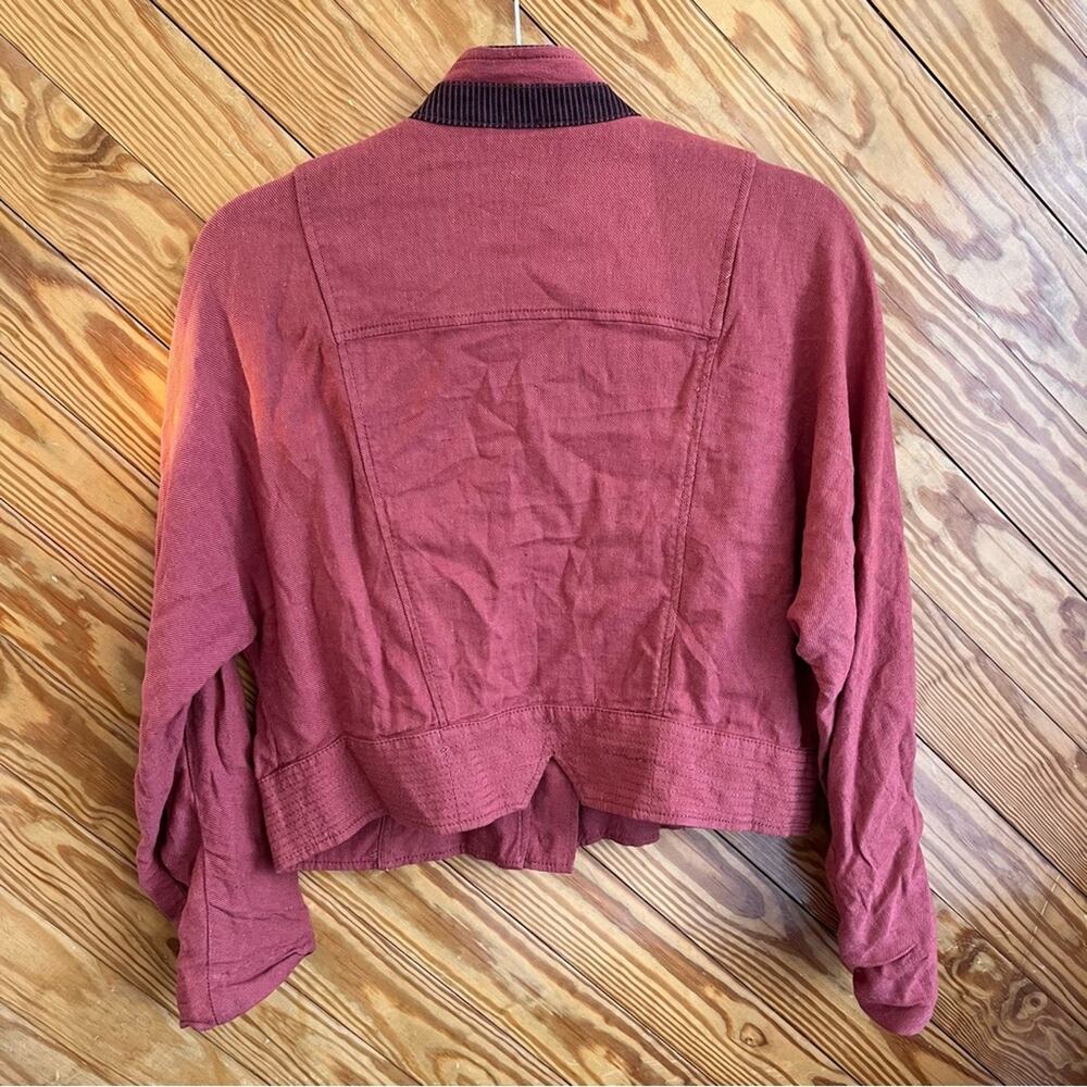 Free People Military Utility Jacket Linen Blend Red - Picture 3 of 6